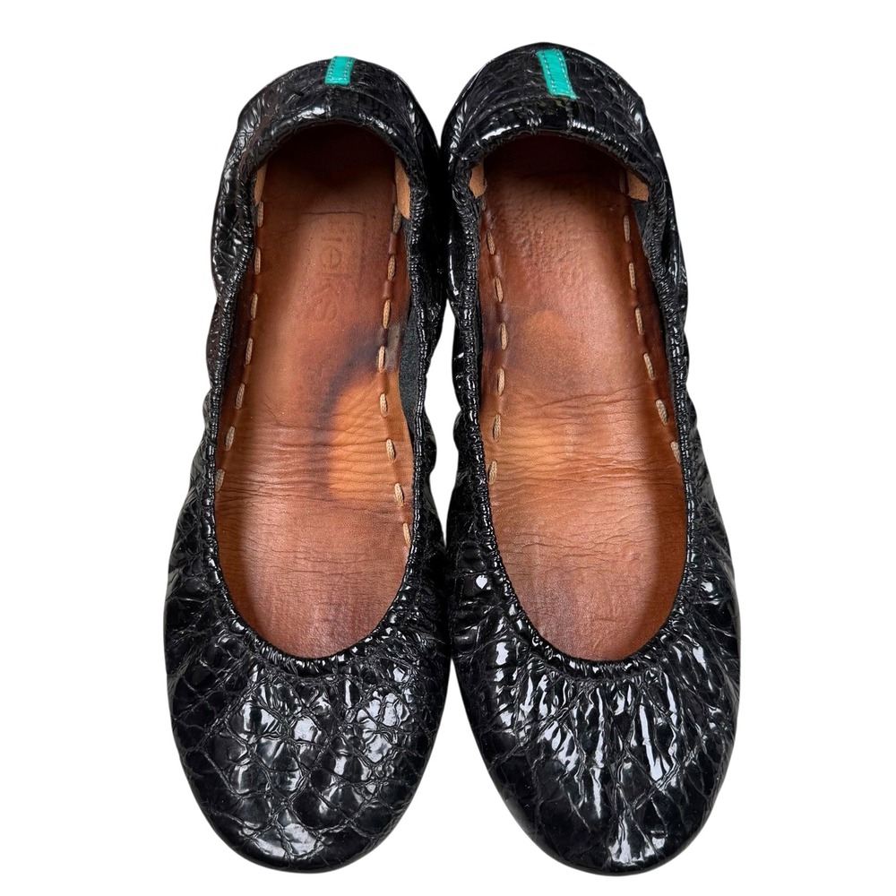 Tieks Womens Flats Size 7 Black Obsidian Patent‎ Leather Comfort Slip On Crinkle
